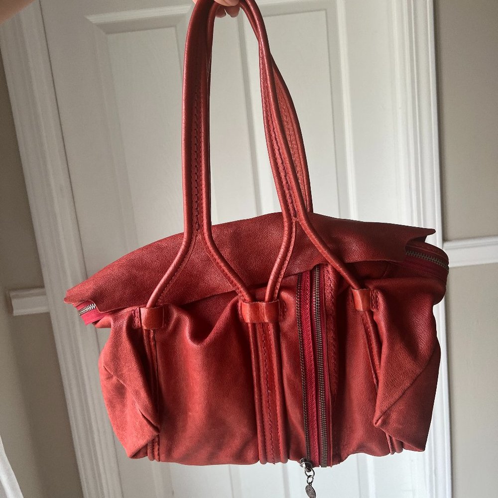 DIESEL black gold red orange leather boho satchel handbag